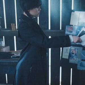 Gabardina larga de lana auténtica de Jenna Ortega, hecha a mano, de Wednesday Addams imagen 6