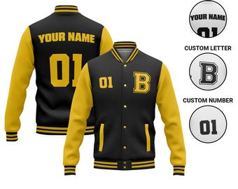 Custom Personalized Varsity Jacket | Custom Name & Number Letterman Jacket | Baseball Team Gift Unisex