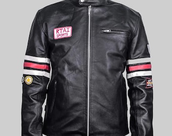 Men's Stylish Handmade Motorcycle Cafe Racer Black Biker Leather Jacket | Vintage Unisex Jacket