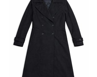 Handmade Wednesday Addams Real Genuine Wool Jenna Ortega Costume Long Trench Coat