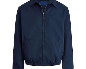 Handmade Movie Inspired Lightweight Unisex Navy Blue Cotton Bomber Outerwear Jacket