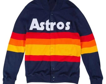 Handmade Classic Retro Fit 1986 Astros Blue Cardigan Vintage Fleece Jacket