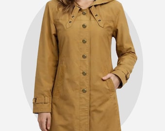 Women's Brown Cotton Utility Coat - Twilight Movie Inspired Jacket - Bella Summer Trench Parka