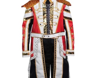 US Military Inspired American Nightmare Cosplay Costume White Faux Leather Long Coat