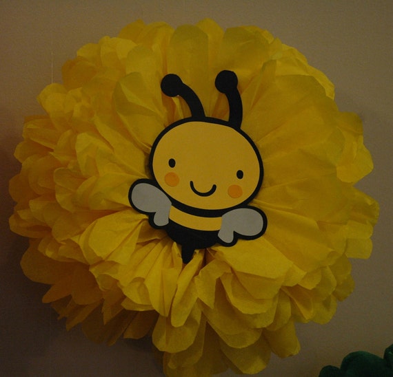 Bumble Bee Decorations/ Bumble Bee/ Tissue paper pom poms/ Etsy