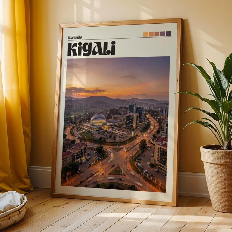 Kigali Poster - Typographic Photographic, Orange and Cream Tones - Etsy UK