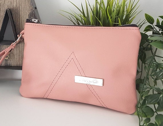 blush leather clutch