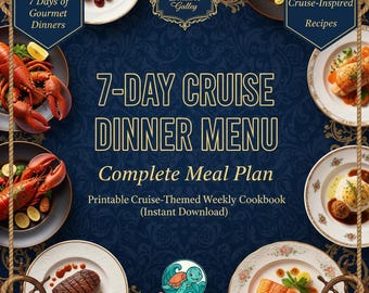 7-Day Cruise Digital Cookbook | Easy Dinner Recipes & Family Meal Planner | Printable Recipe Book PDF