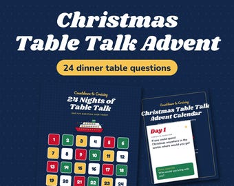 Christmas Advent Calendar Printable, 24 Family Conversation Starters, Christmas Table Talk Questions for Kids, Dinner Countdown, Editable