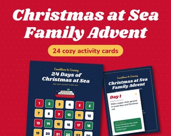 Christmas Advent Activity Calendar Printable, Beach Christmas Family Countdown, 24 Coastal Activity Cards for Kids, Editable