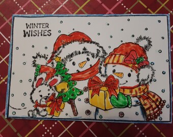 Christmas Snowmen S-49 Clear Acrylic Stamps, Craft Stamps, Cardmaking Stamps, Scrapbooking, Journal, Calendar Decoration