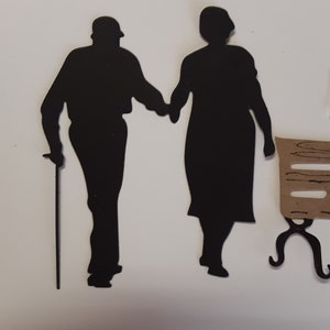 Old Couple Silhouette DC-109A Die Cut, Die Cut, Machine Cut Die, Scrapbook Die Cut, DIY Cardmaking, Die Cut image 3