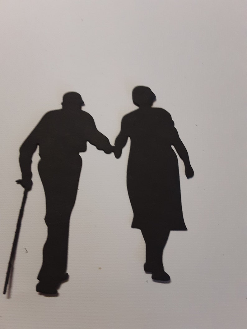 Old Couple Silhouette DC-109A Die Cut, Die Cut, Machine Cut Die, Scrapbook Die Cut, DIY Cardmaking, Die Cut image 2