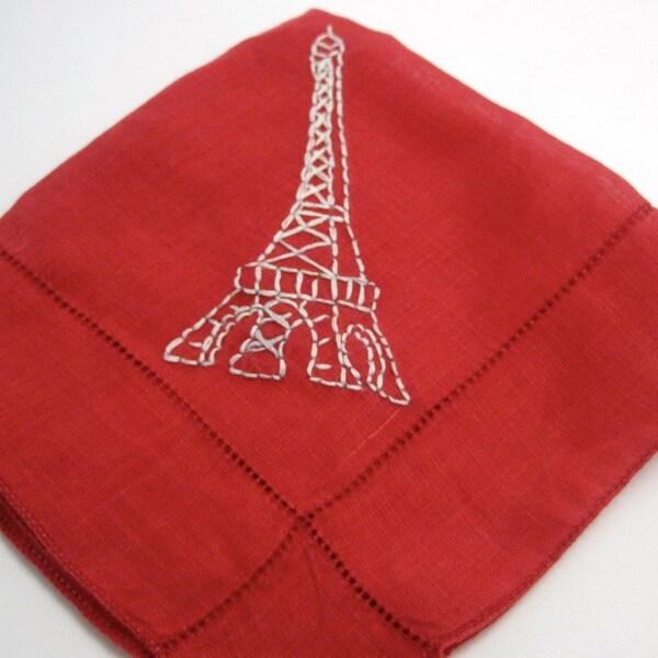 Vintage Handkerchief -  Eiffel Tower