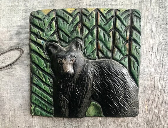 Tierwelt Kunst Schwarzer Bar Tier Fliesen Scheune Haus Etsy