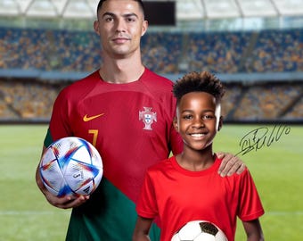 Personalized Cristiano Ronaldo Cr7 Soccer Portrait with Ronaldo signature ,Ronaldo Graduation Gift, Birthday Gift, Soccer Gift, Ronaldo Gift