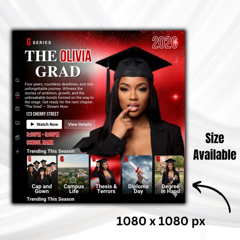 Promotional Grad Editable Graduation Invitation Flyer, Graduation Party, Class of 2026 ...