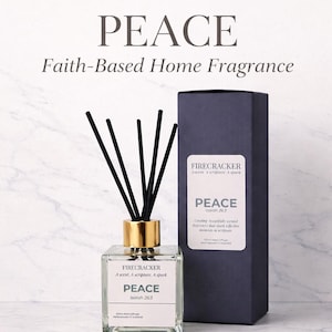 Christliches Geschenk für Frauen | “Peace” Reed Diffuser | Auf dem Glauben basierender Raumduft | Bibel inspiriert Dekor | Gebetsraum Geschenk | Religiöse Geschenkidee
