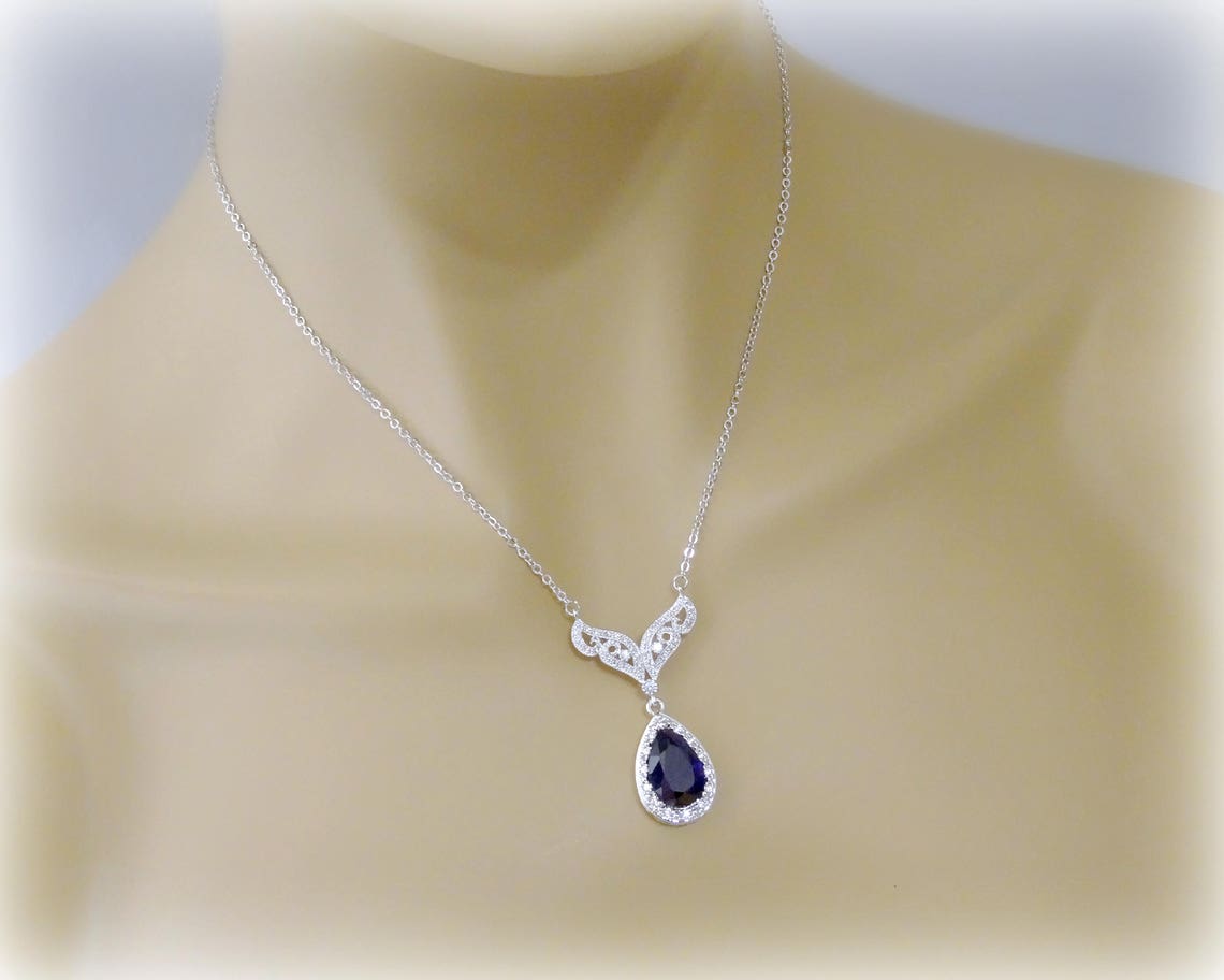 blue sapphire wedding necklace