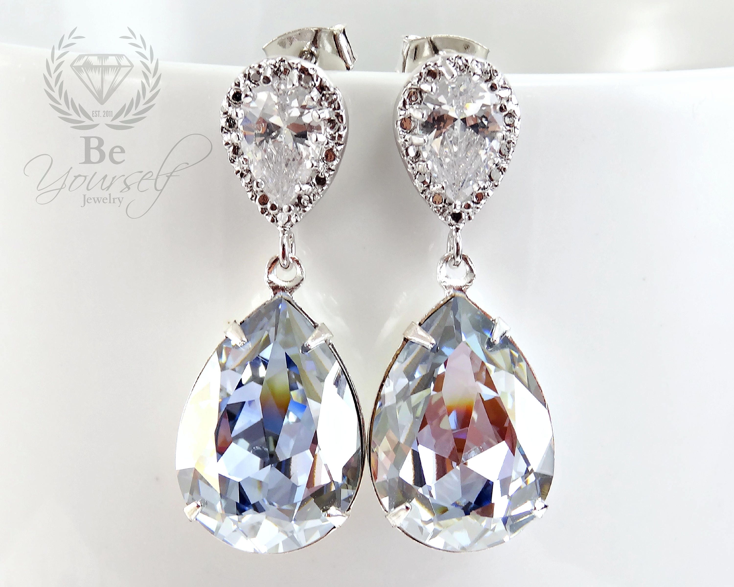 Soft Blue Bridal Earrings Pale Blue Gray Wedding Jewelry | Etsy