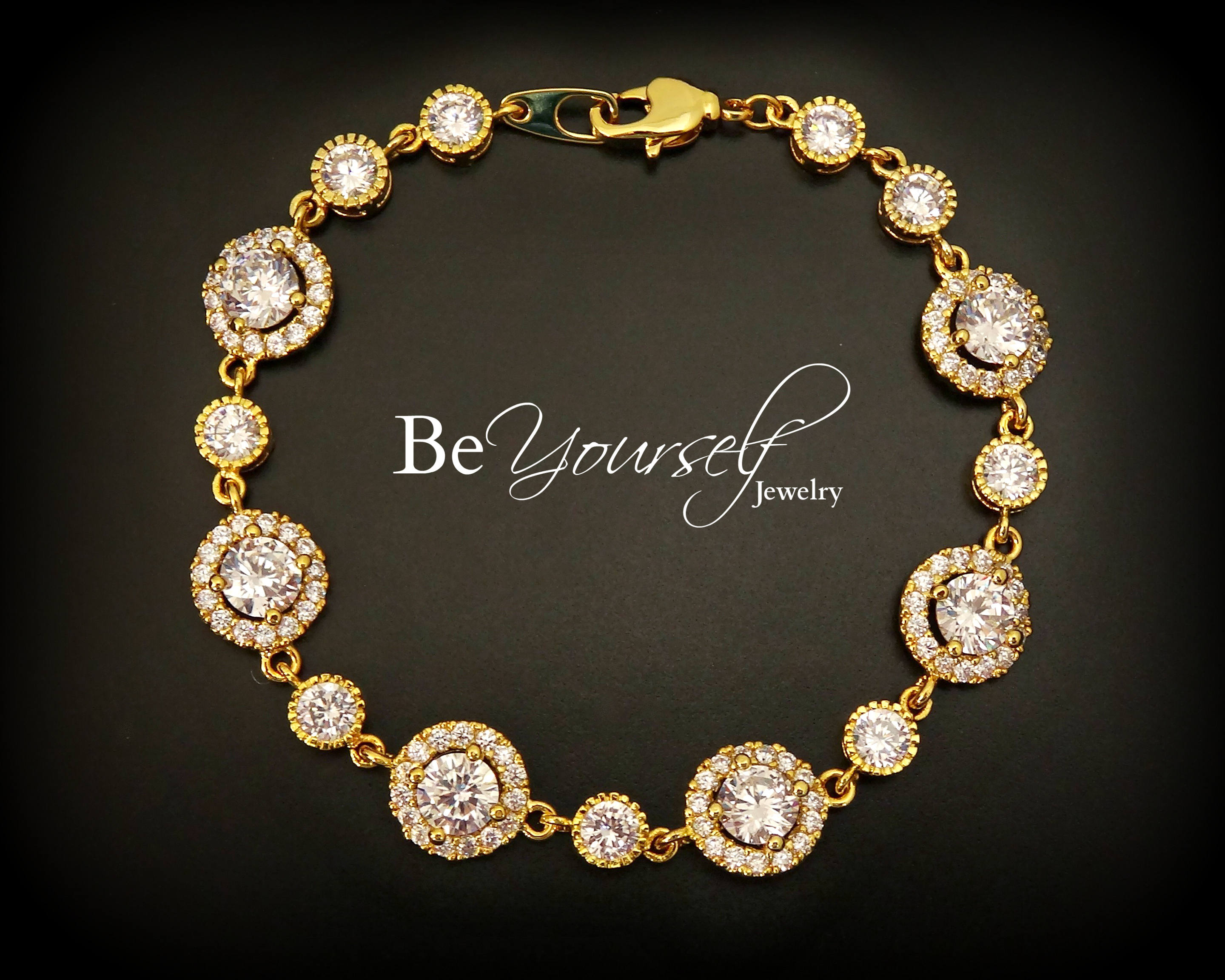 Gold Bridal Bracelet Wedding Jewelry Cubic Zirconia Bride Etsy