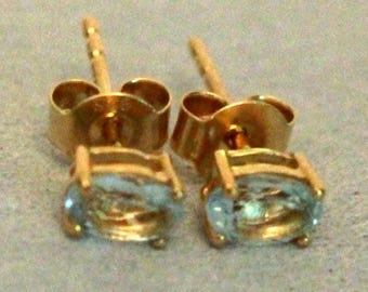 Blue Gem Stud Earrings