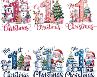 My First Christmas PNG Bundle | Baby’s 1st Xmas Clipart | Holiday Sublimation Designs | Baby’s First Ornament Winter PNG | Digital Download