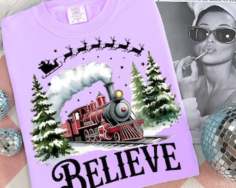 Believe North Pole Train PNG SVG | Christmas Train to North Pole Design | Festive Holiday Sublimation | Christmas Gift Digital Download