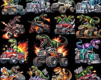 T-Rex Dinosaur Monster Bundle | Jurassic Dinosaur PNGs | Digital Download | T-Rex PNG | Dinosaur Birthday Graphics | Quality Dino Bundle