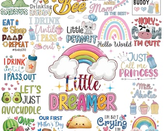 Cute Baby PNG Bundle | Baby Shower Clipart | Newborn Quote PNG | Funny Baby Saying Designs | Baby Boy & Girl Sublimation | Digital Download