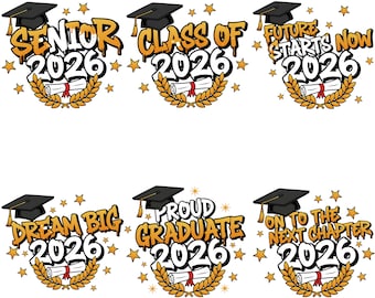 Graduation 2026 PNG Bundle | Senior Class of 2026 Sublimation Designs | Graduation Shirt PNG | Class of 2026 Digital Download