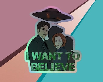 X-Files Mulder and Scully I Want To Believe Holographic Sticker