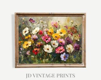 Wildflower Meadow Print – Impressionist Floral Cottagecore Wall Art (Digital Download)