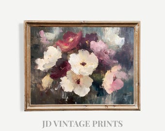 Impression d'art mural floral abstrait, décoration murale florale vintage imprimable (téléchargement numérique)