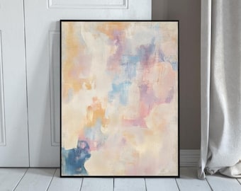 Peinture d'art mural abstrait pastel, impression abstraite moderne neutre, art minimaliste de couleurs douces imprimable (téléchargement numérique)