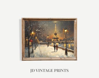 Eiffelturm Winter Weihnachten Druck, Paris Festliche Urlaub Dekor Printable Digital Download