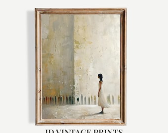Minimalist Figure Wall Art, Abstract Woman Painting, Neutral Modern Calm Artwork (Digital Download)