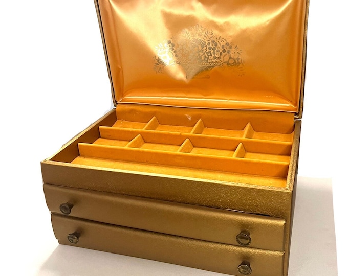 Lady Buxton Signed Jewelry Box, Vintage Gold Jewelry Box, Jewelry Box