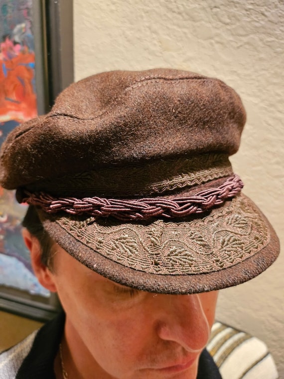 Wool Brown Cap, Brown Fisherman's Cap, Vintage Cap