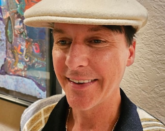 Vintage Kangol Cream Wool Newsboy Cap, Retro Hat