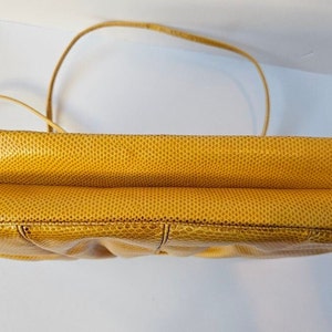 JUDITH LEIBER Designer Vintage Handbag, Yellow Snakeskin Purse, Judith Leiber Shoulder Purse, Designer Crossbody Purse, Classy Yellow Purse image 9