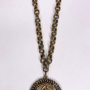Vintage brass warrior pendant with bezel choker and thick image 5