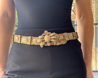 Vintage Morris Moskowitz Chain Belt, Two Tone Gold & Silver 