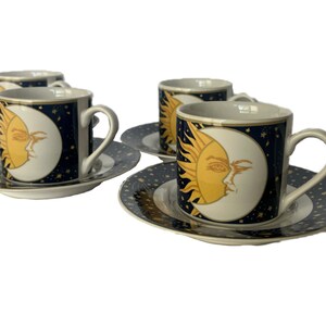 1993 VITROMASTER GALAXY Cups and Saucer, Sun and Moons Cups and Saucer, Sakura Inc Galaxy Set, Collectors Cup and Saucers, Zodiac Tea Set image 2