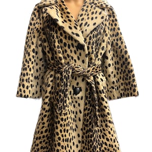 Vintage Leopard Fur Coat, Faux Fur Coat, Cheetah Print Coat, Satin Lined Coat, Vintage Winter Coat, VeganFur Coat, 1950s Fur Coat, Leopard