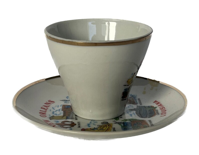 New Orleans Teacup and Saucer, Collectible Teacup and Saucer, Souvenir Teacup and Saucer, Ceramic Teacup and Saucer image 3