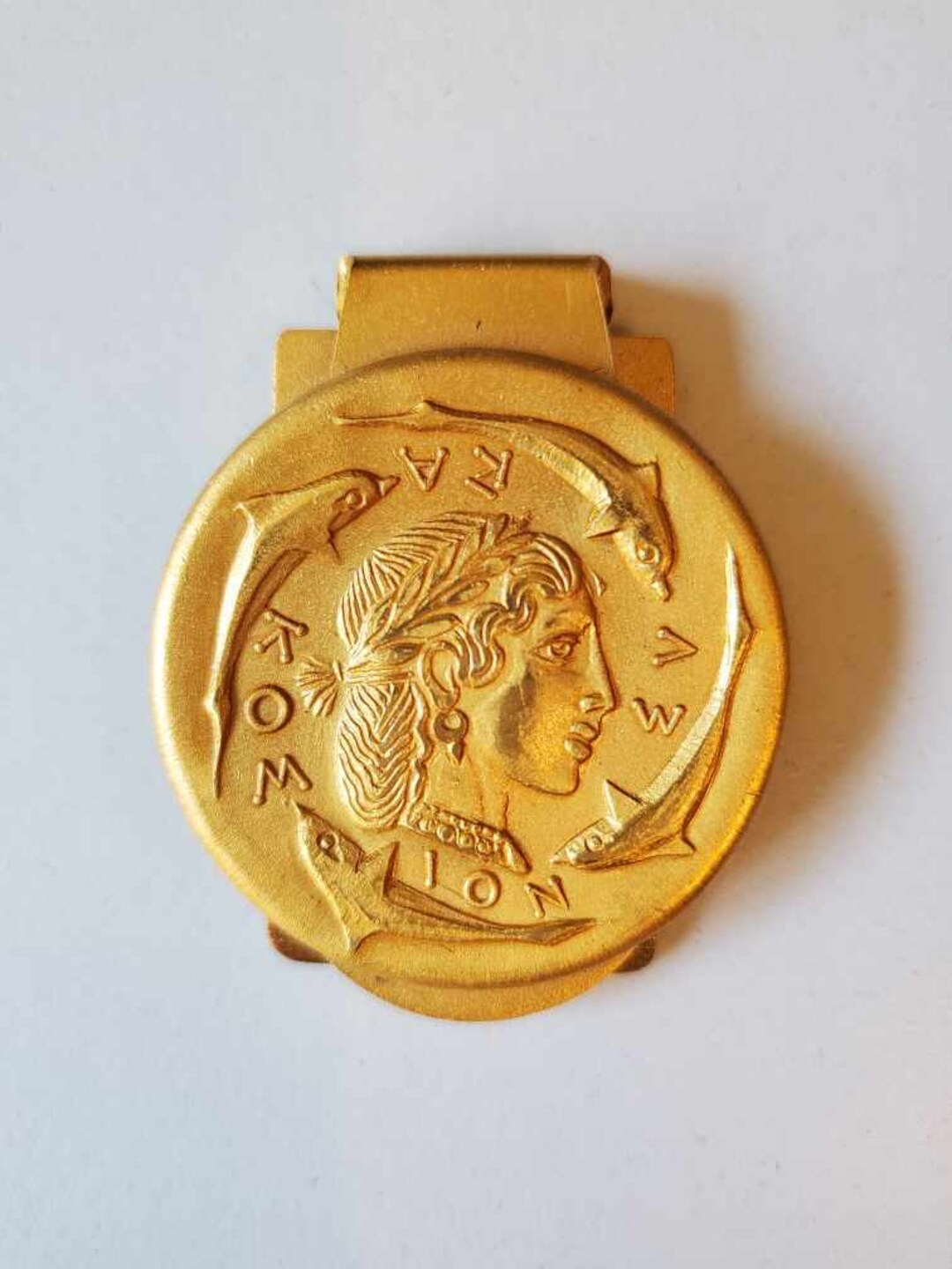 ヴィンテージゴールドコインデコクリップ、ギリシャマネークリップ、ギリシャコインウォレットクリップ、ギリシャコインアクセサリー、ブラッシュゴールドギリシャコイン、クリップ、ヴィンテージマネークリップ  - Etsy 日本