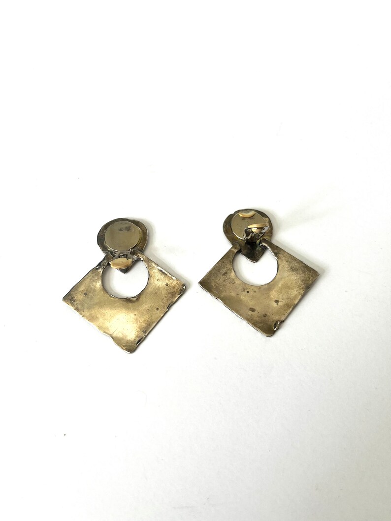 Vintage Earrings Geometric Earrings Clip-on Earrings Silver image 5