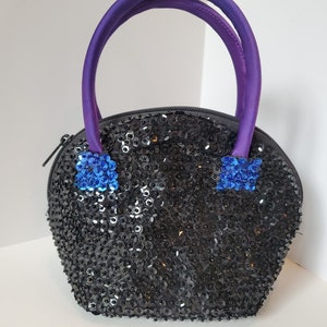 LA REGALE Beaded Purse, Vintage Black Beaded Purse, Small Vintage Beaded Purse, Retro Evening Bag, Black Sequins Beaded Purse, Handbag