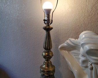 Mid Century Brass Lamp,  Botanical Lamp, Vintage Brass Lamp, Brass Home Decor, Lamp, Vintage Lamp, Office Brass Lamp